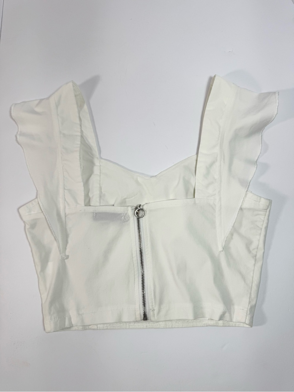 Women's White Ruffle Sleeve Crop Top - Classic Summer Staple Chicme - Picture 12 of 14